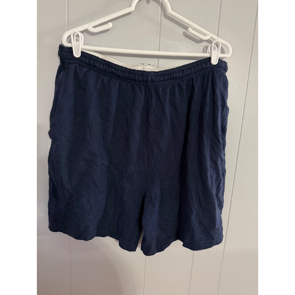 Reebok Athletic Shorts Mens‎ XL Blue Elastic Waist Pockets Gym Training